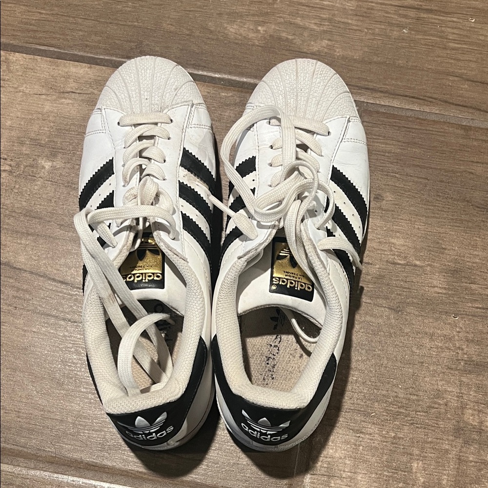 Adidas White and Black Striped Sneakers